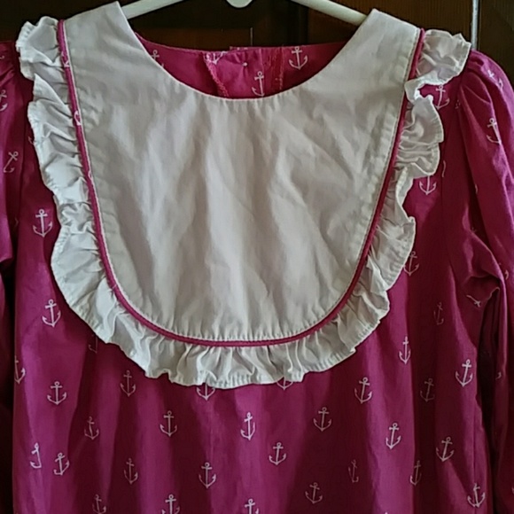 Posh Pickle pink anchor print bib front dress sz 5 - Picture 2 of 4
